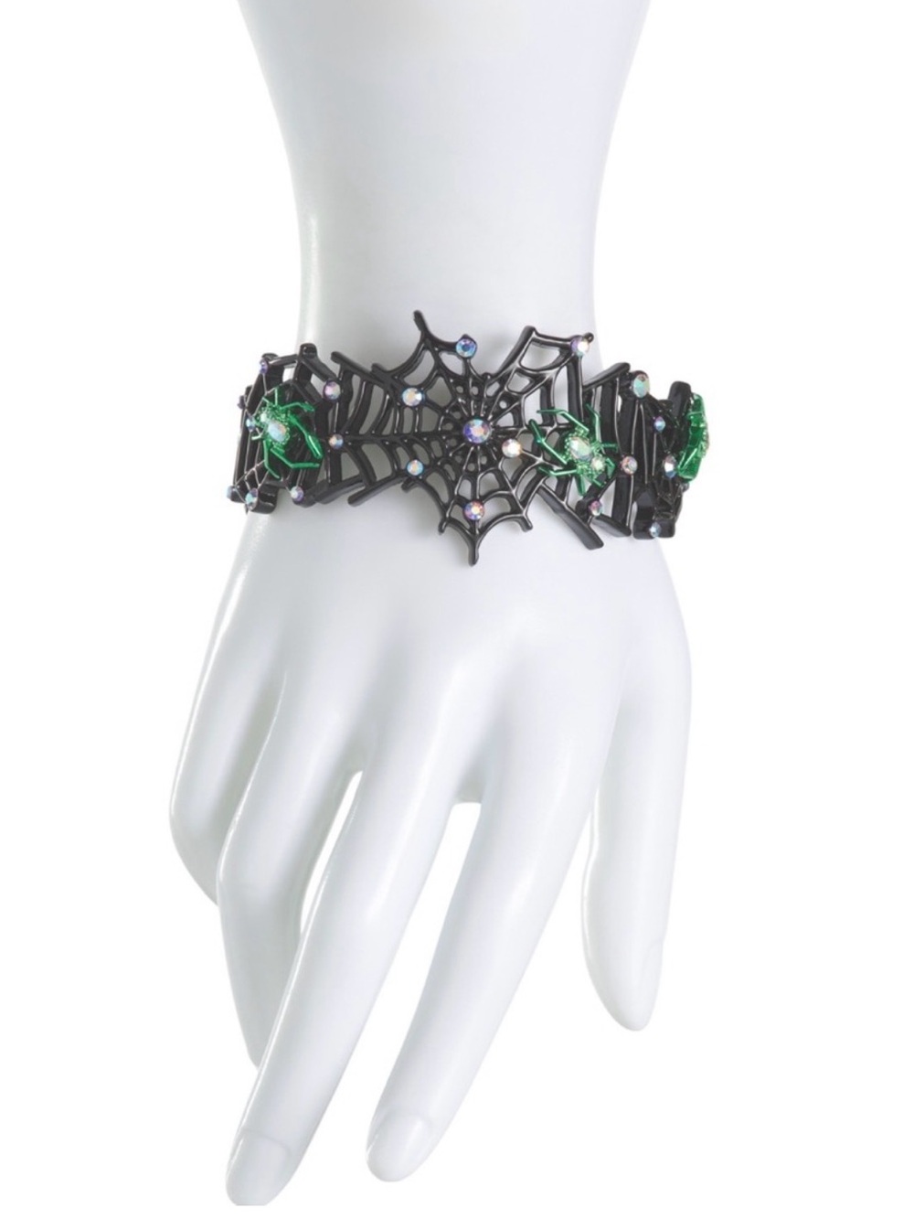 NWT Betsey Johnson Faux-Stone Halloween Spiderweb Cuff Bracelet - Picture 2 of 11